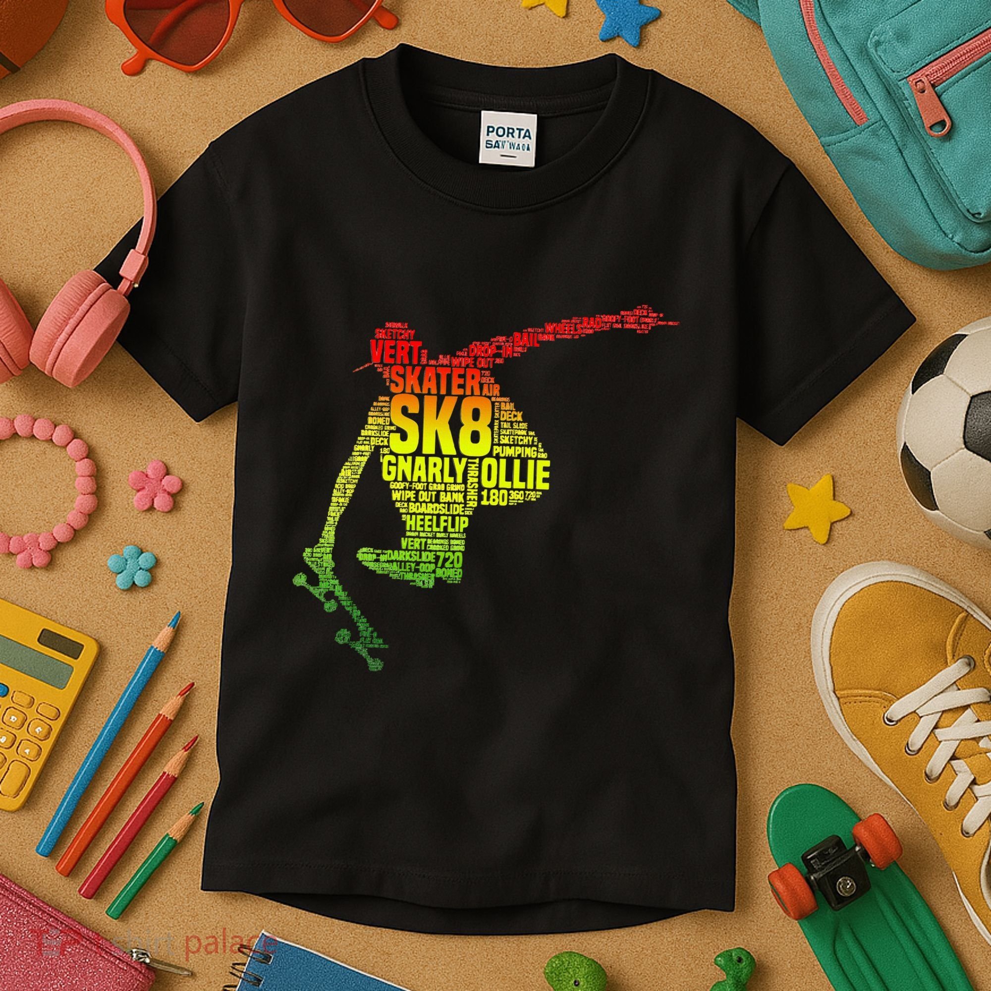 Skateboard Skater Slang Retro Skaterboarding Kids T-Shirt