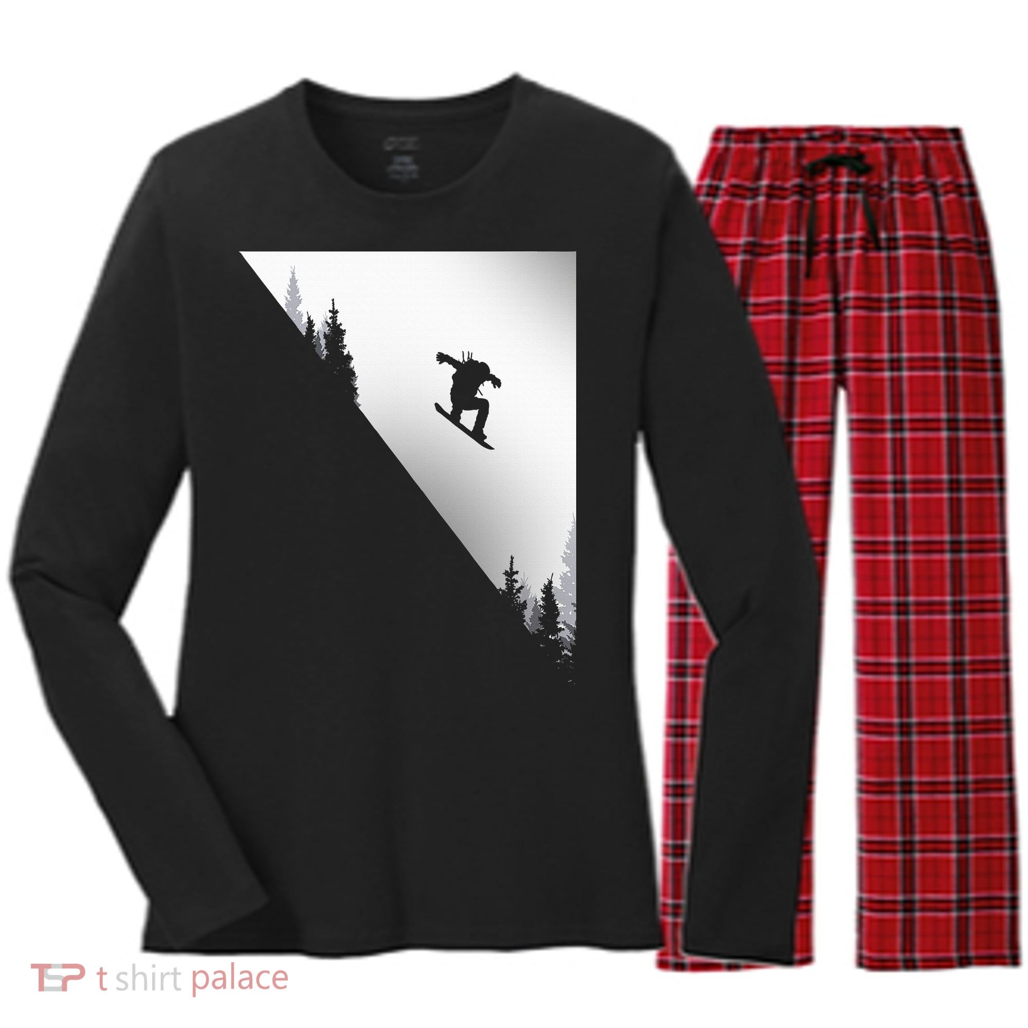 Snowboard Snowboarding Snowboarder Snowboard Women's Long Sleeve Flannel Pajama Set 