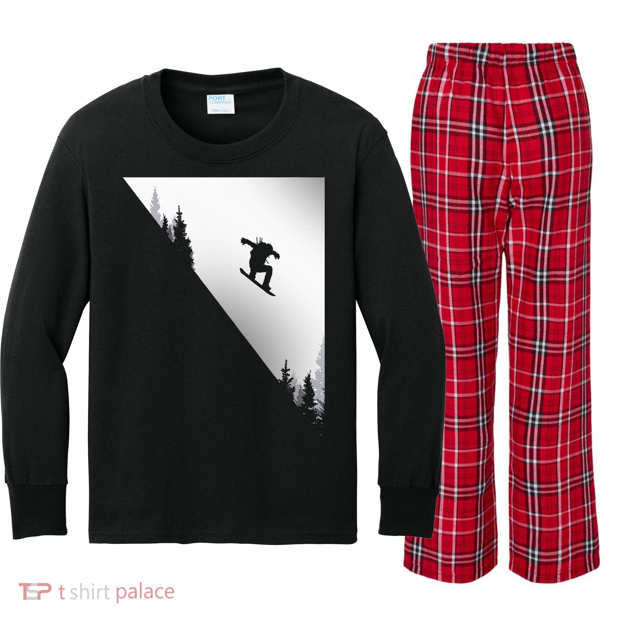 Snowboard Snowboarding Snowboarder Snowboard Kids Long Sleeve Plaid Pajama Set