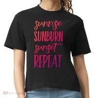 Sunrise Sunburn Sunset Repeat Funny Sayings Summer Cute Gift Comfort Colors Boxy T-Shirt thumb 0