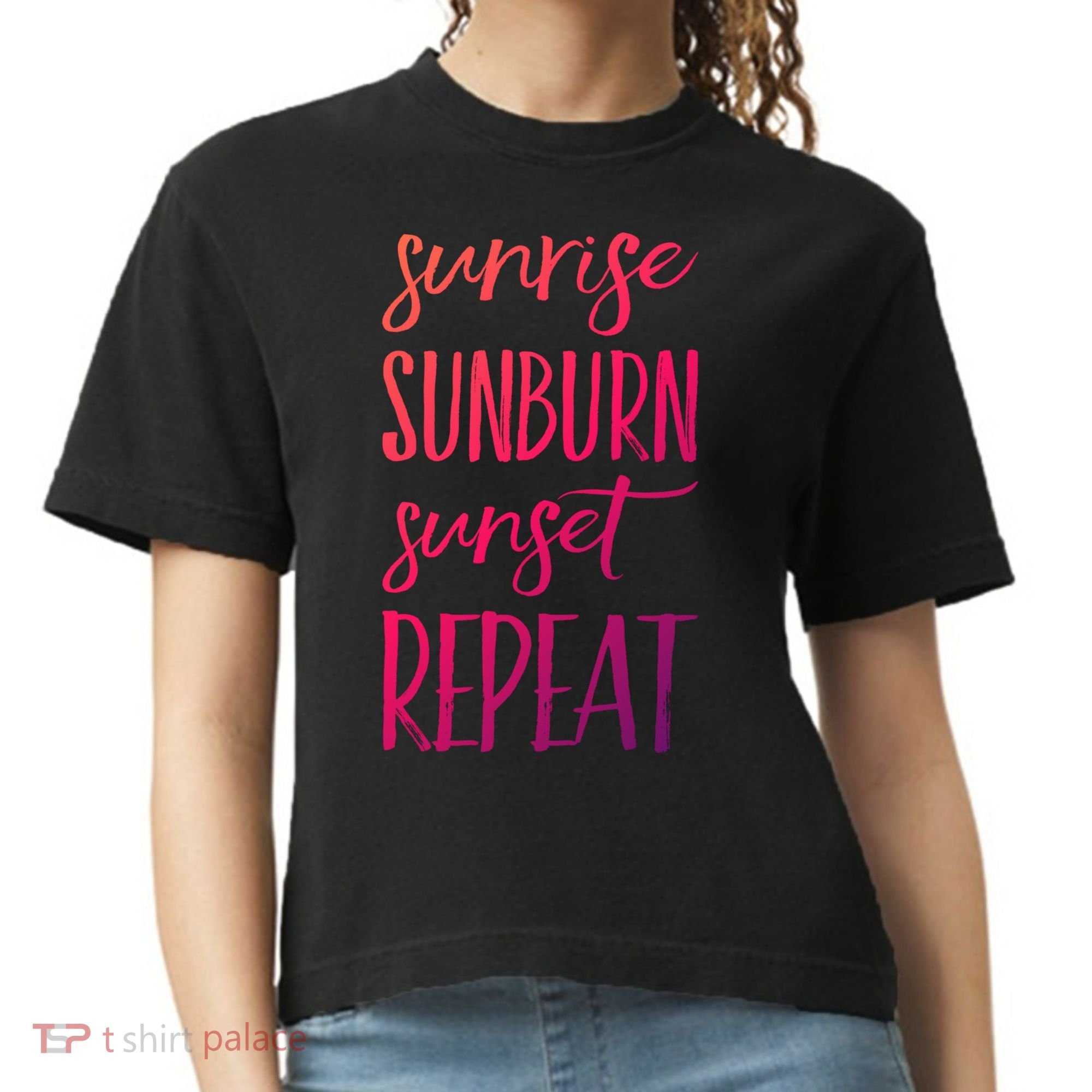 Sunrise Sunburn Sunset Repeat Funny Sayings Summer Cute Gift Comfort Colors Boxy T-Shirt