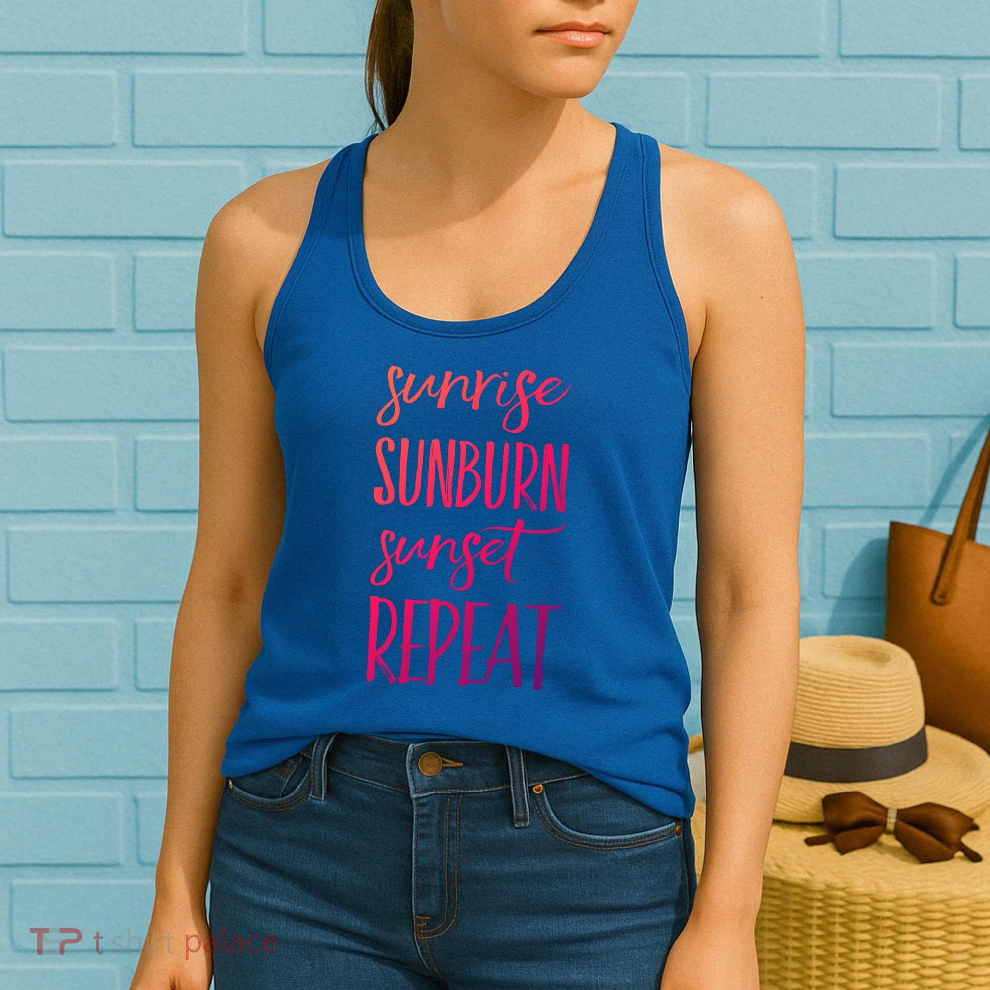 Sunrise Sunburn Sunset Repeat Funny Sayings Summer Cute Gift Women's Tank Top