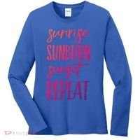 Sunrise Sunburn Sunset Repeat Funny Sayings Summer Cute Gift Women's Long Sleeve Shirt thumb 0