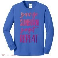 Sunrise Sunburn Sunset Repeat Funny Sayings Summer Cute Gift Kids Long Sleeve Shirt thumb 0