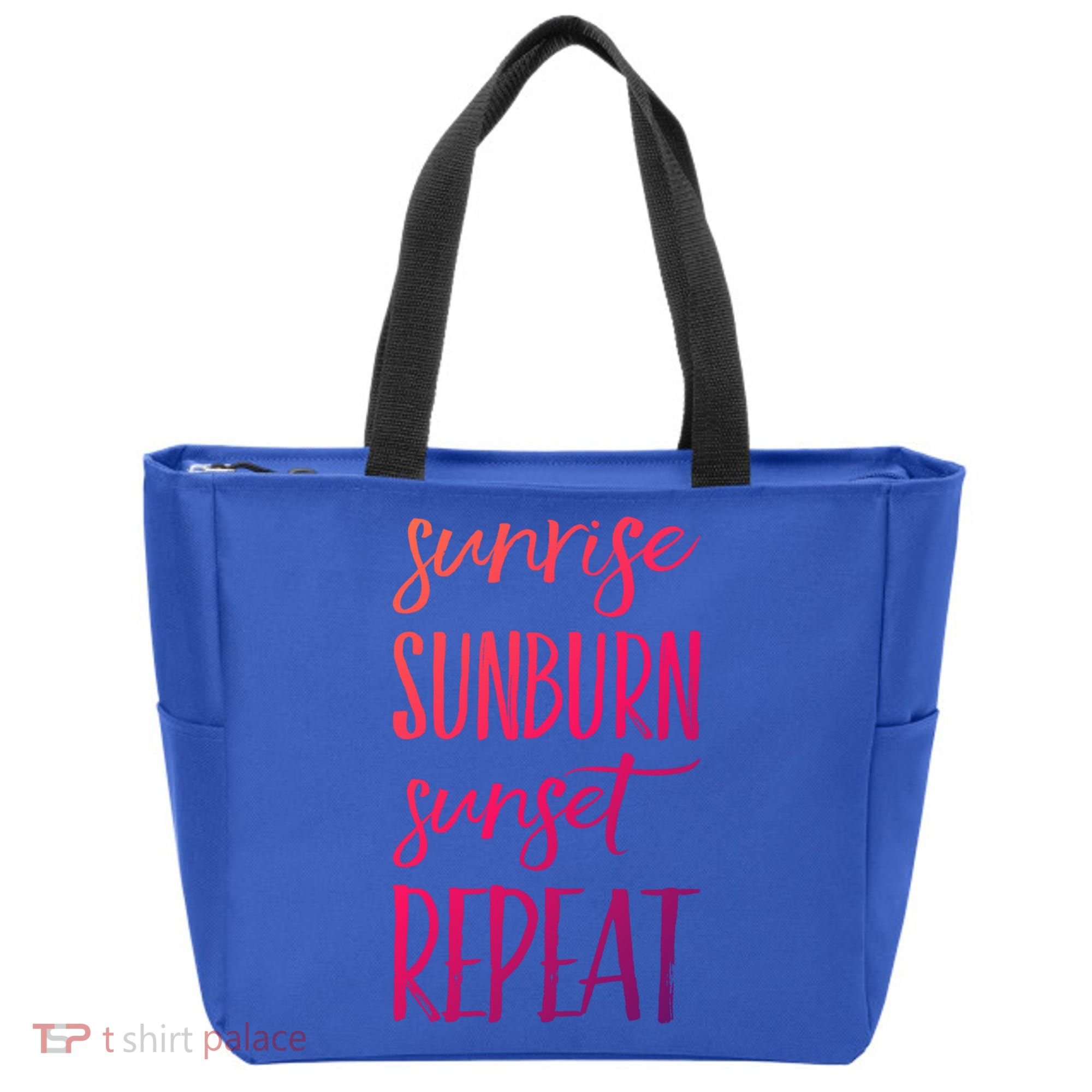 Sunrise Sunburn Sunset Repeat Funny Sayings Summer Cute Gift Tote Bag
