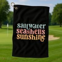 Saltwater Seashells Sunshine Cute Summer Golf Towel thumb 1