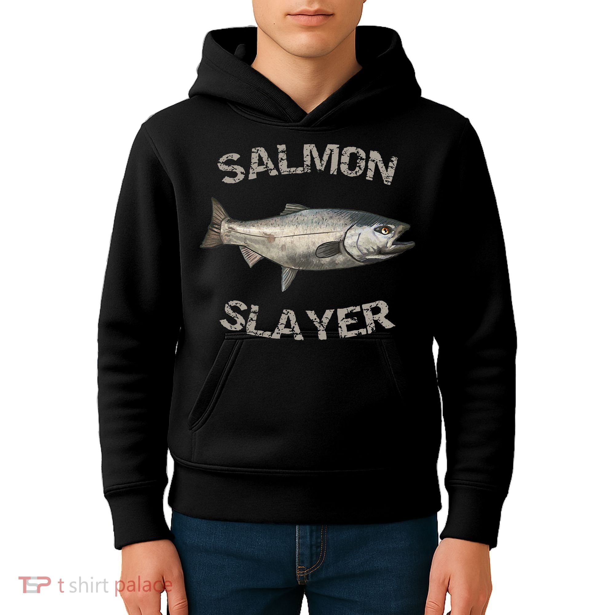 Salmon Slayer Salmon Fishing Salmon Kids Hoodie