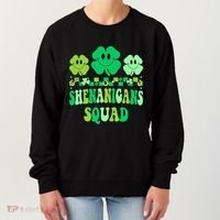 Shenanigans Squad St Patricks Day Boy Shamrock Groovy Retro Women's Sweatshirt thumb 0