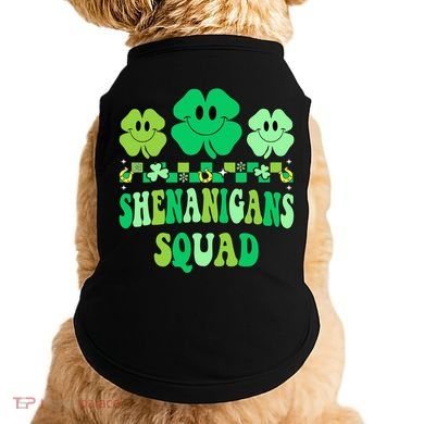 Shenanigans Squad St Patricks Day Boy Shamrock Groovy Retro Doggie Tank