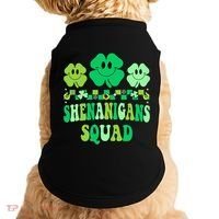 Shenanigans Squad St Patricks Day Boy Shamrock Groovy Retro Doggie Tank thumb 0
