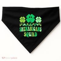 Shenanigans Squad St Patricks Day Boy Shamrock Groovy Retro USA-Made Doggie Bandana thumb 0