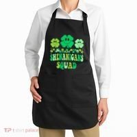 Shenanigans Squad St Patricks Day Boy Shamrock Groovy Retro Apron thumb 2