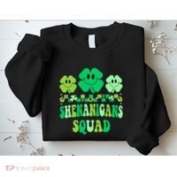 Shenanigans Squad St Patricks Day Boy Shamrock Groovy Retro Sweatshirt thumb 2