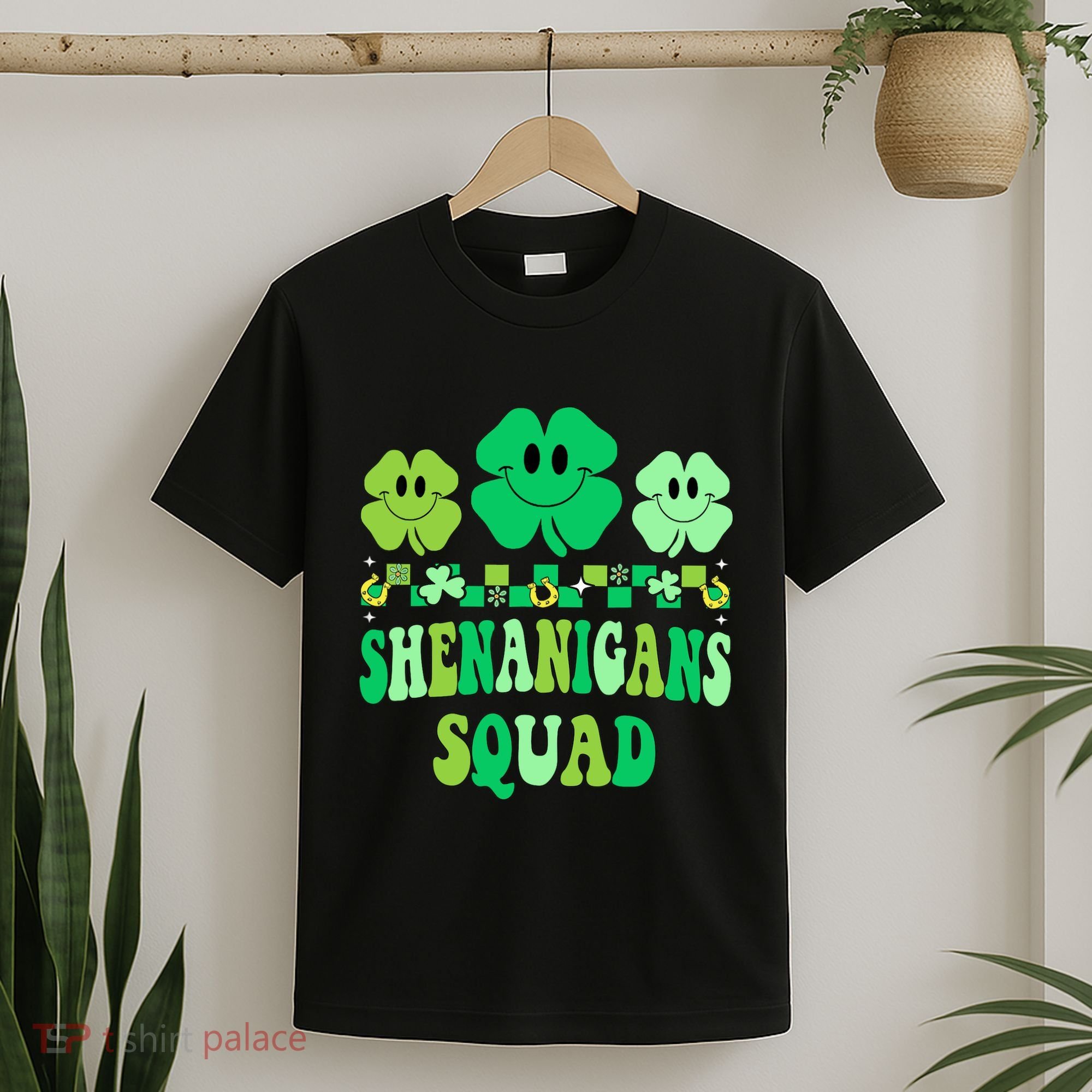 Shenanigans Squad St Patricks Day Boy Shamrock Groovy Retro T-Shirt