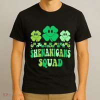 Shenanigans Squad St Patricks Day Boy Shamrock Groovy Retro T-Shirt thumb 3