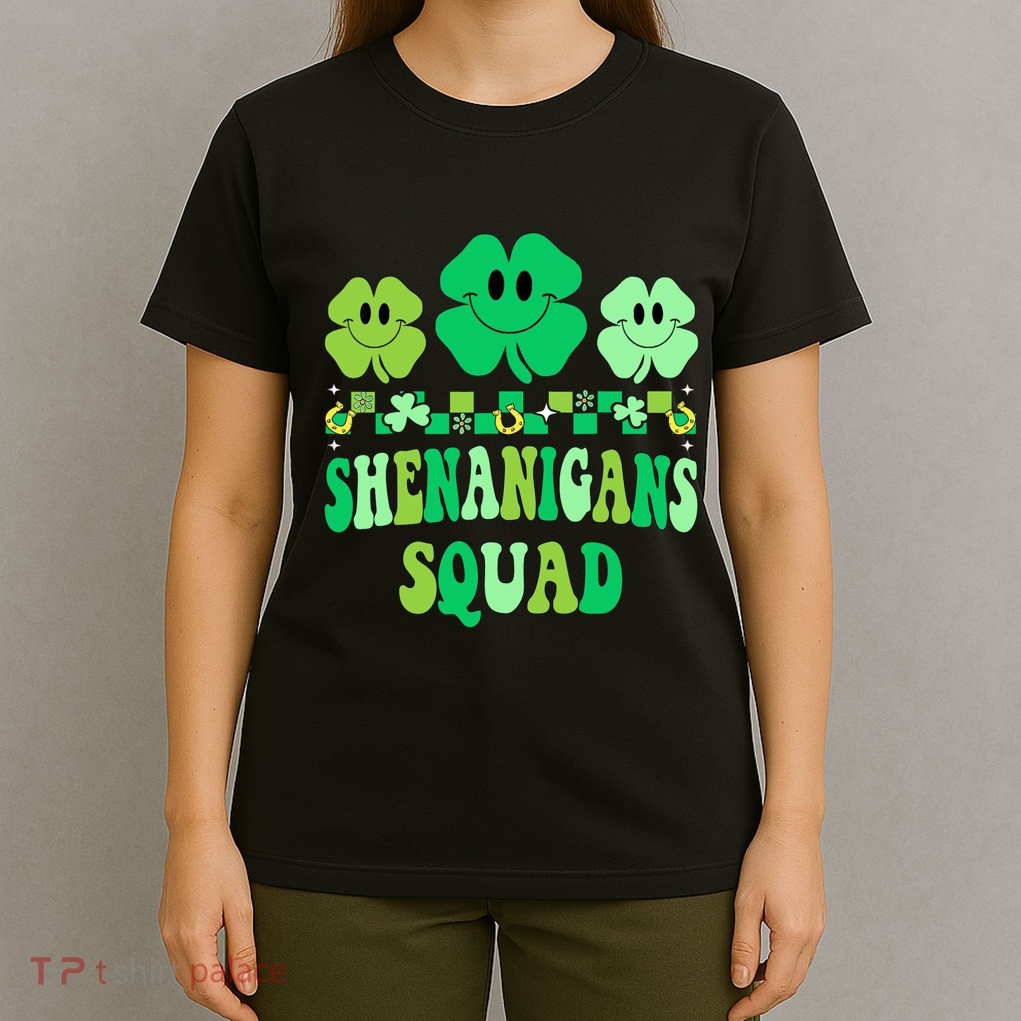 Shenanigans Squad St Patricks Day Boy Shamrock Groovy Retro T-Shirt