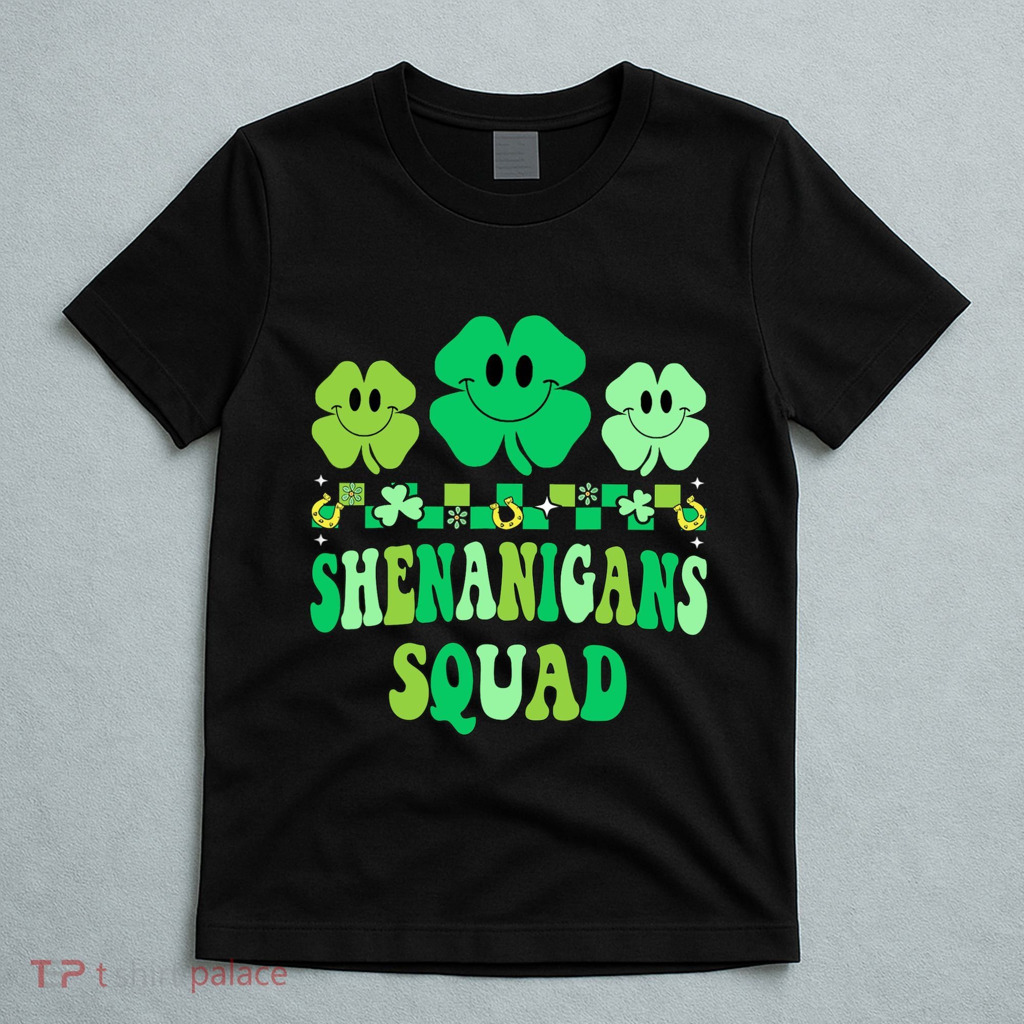 Shenanigans Squad St Patricks Day Boy Shamrock Groovy Retro T-Shirt