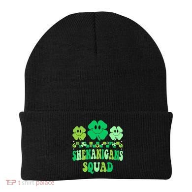 Shenanigans Squad St Patricks Day Boy Shamrock Groovy Retro Beanie