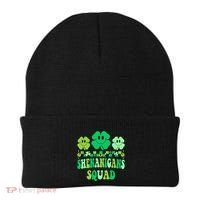 Shenanigans Squad St Patricks Day Boy Shamrock Groovy Retro Beanie thumb 0