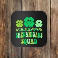 Shenanigans Squad St Patricks Day Boy Shamrock Groovy Retro Coaster thumb 0
