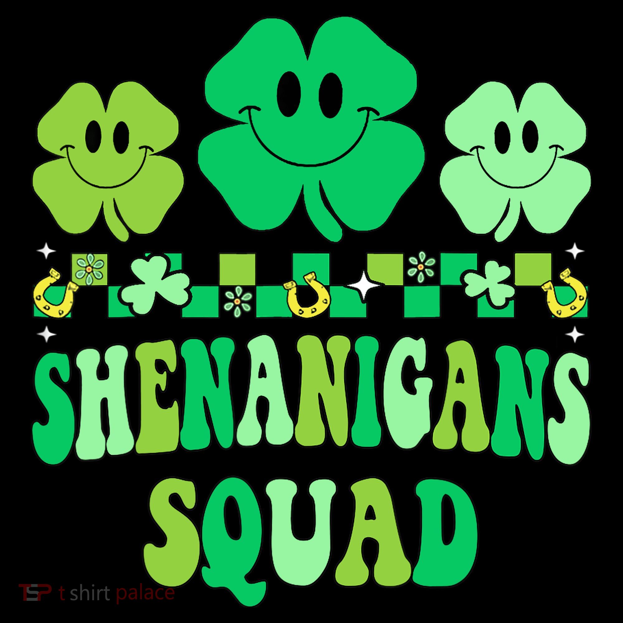 Shenanigans Squad St Patricks Day Boy Shamrock Groovy Retro Coaster