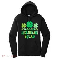 Shenanigans Squad St Patricks Day Boy Shamrock Groovy Retro Women's Hoodie thumb 0