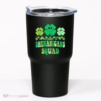Shenanigans Squad St Patricks Day Boy Shamrock Groovy Retro Tumbler thumb 0