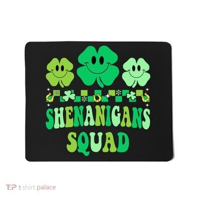 Shenanigans Squad St Patricks Day Boy Shamrock Groovy Retro Mousepad