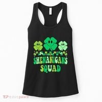 Shenanigans Squad St Patricks Day Boy Shamrock Groovy Retro Women's Tank Top thumb 0