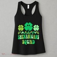 Shenanigans Squad St Patricks Day Boy Shamrock Groovy Retro Women's Tank Top thumb 3