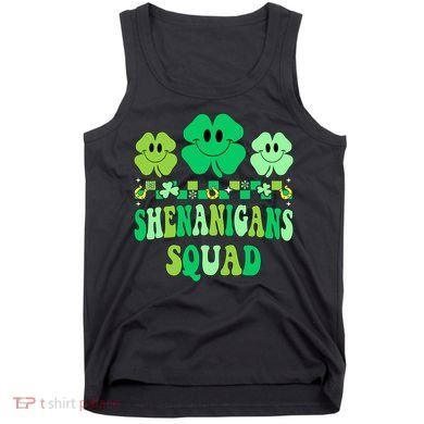 Shenanigans Squad St Patricks Day Boy Shamrock Groovy Retro Tank Top
