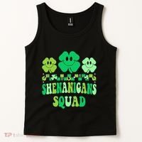 Shenanigans Squad St Patricks Day Boy Shamrock Groovy Retro Tank Top thumb 2