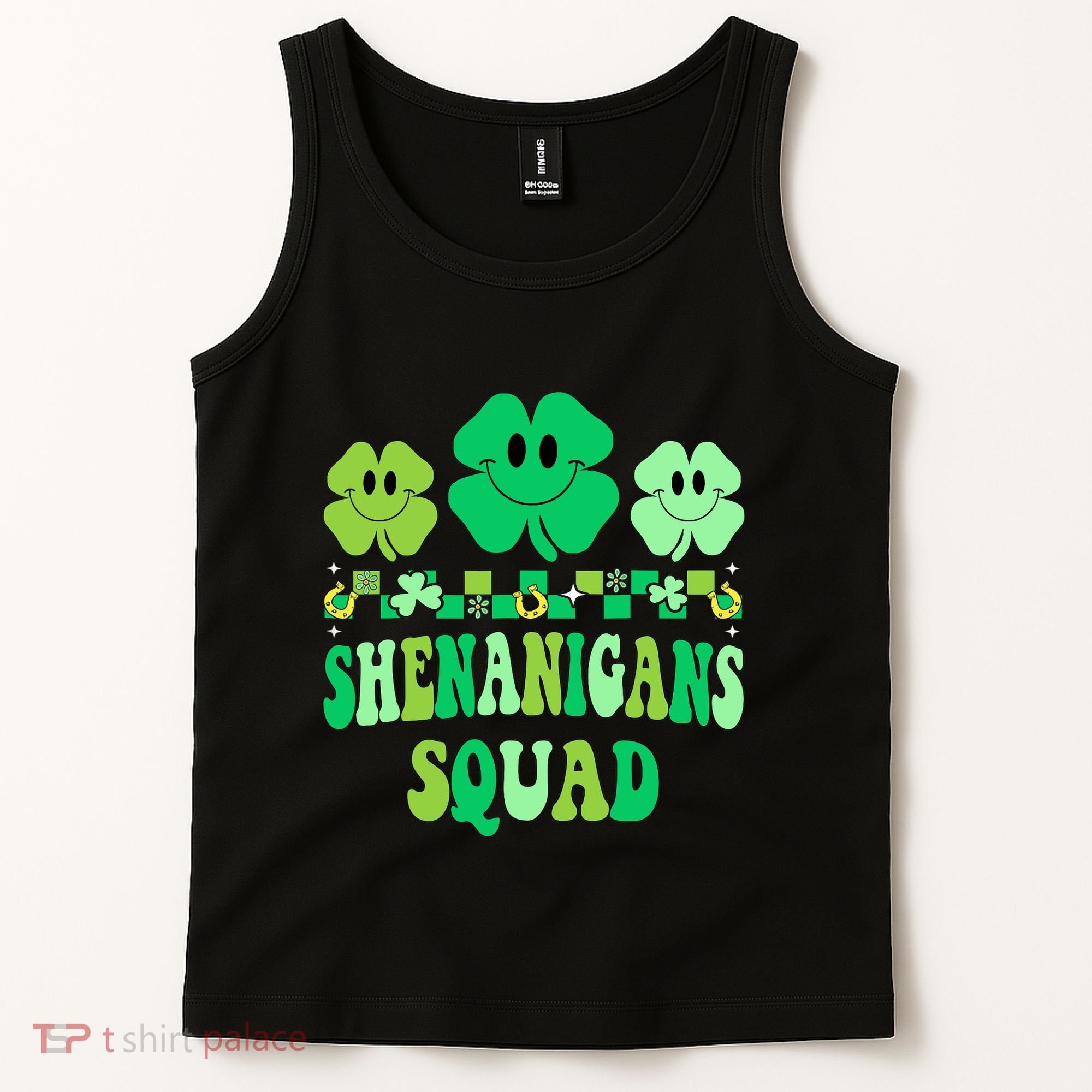 Shenanigans Squad St Patricks Day Boy Shamrock Groovy Retro Tank Top
