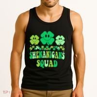 Shenanigans Squad St Patricks Day Boy Shamrock Groovy Retro Tank Top thumb 3