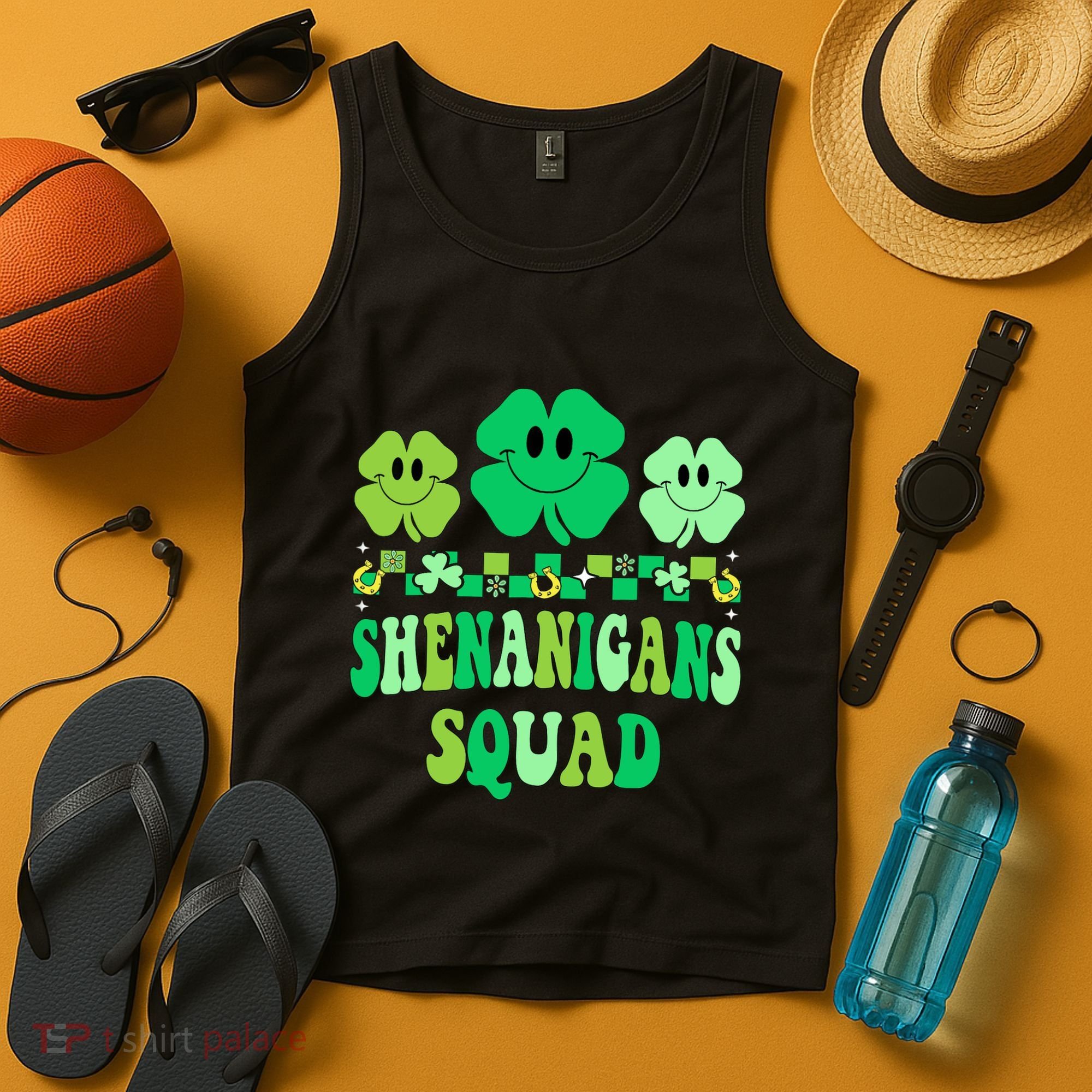 Shenanigans Squad St Patricks Day Boy Shamrock Groovy Retro Tank Top