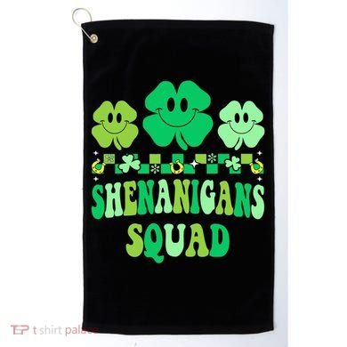 Shenanigans Squad St Patricks Day Boy Shamrock Groovy Retro Golf Towel