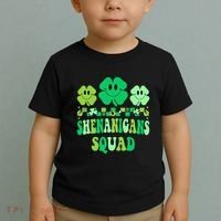 Shenanigans Squad St Patricks Day Boy Shamrock Groovy Retro Toddler T-Shirt thumb 2