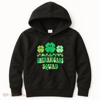Shenanigans Squad St Patricks Day Boy Shamrock Groovy Retro Kids Hoodie thumb 0