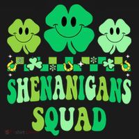 Shenanigans Squad St Patricks Day Boy Shamrock Groovy Retro Kids Hoodie thumb 5