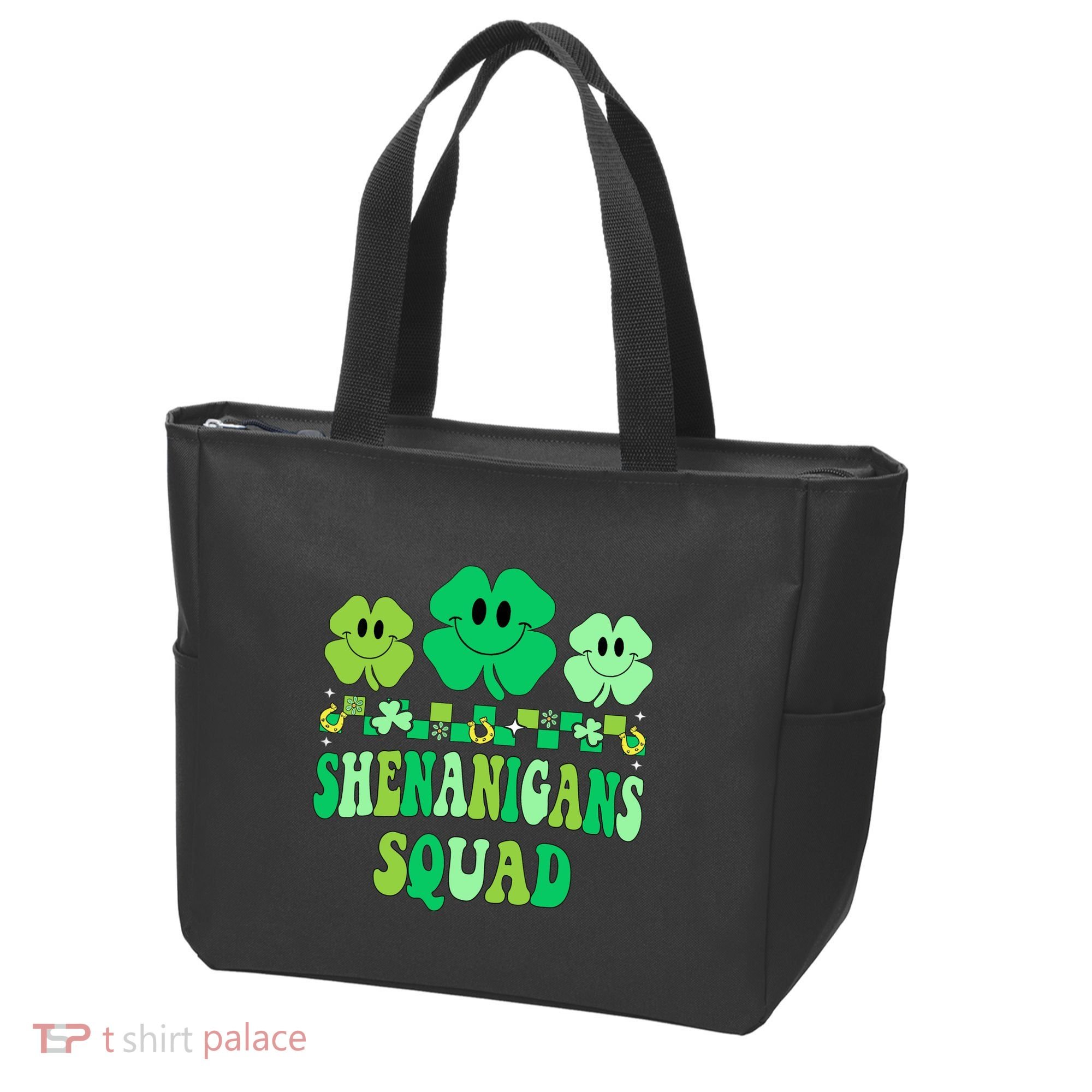 Shenanigans Squad St Patricks Day Boy Shamrock Groovy Retro Tote Bag
