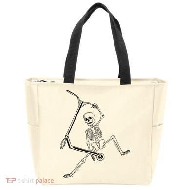 Stunt Scooter Skeleton Scooter Tote Bag