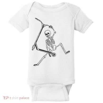 Stunt Scooter Skeleton Scooter Baby Bodysuit