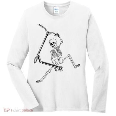 Stunt Scooter Skeleton Scooter Women's Long Sleeve Shirt