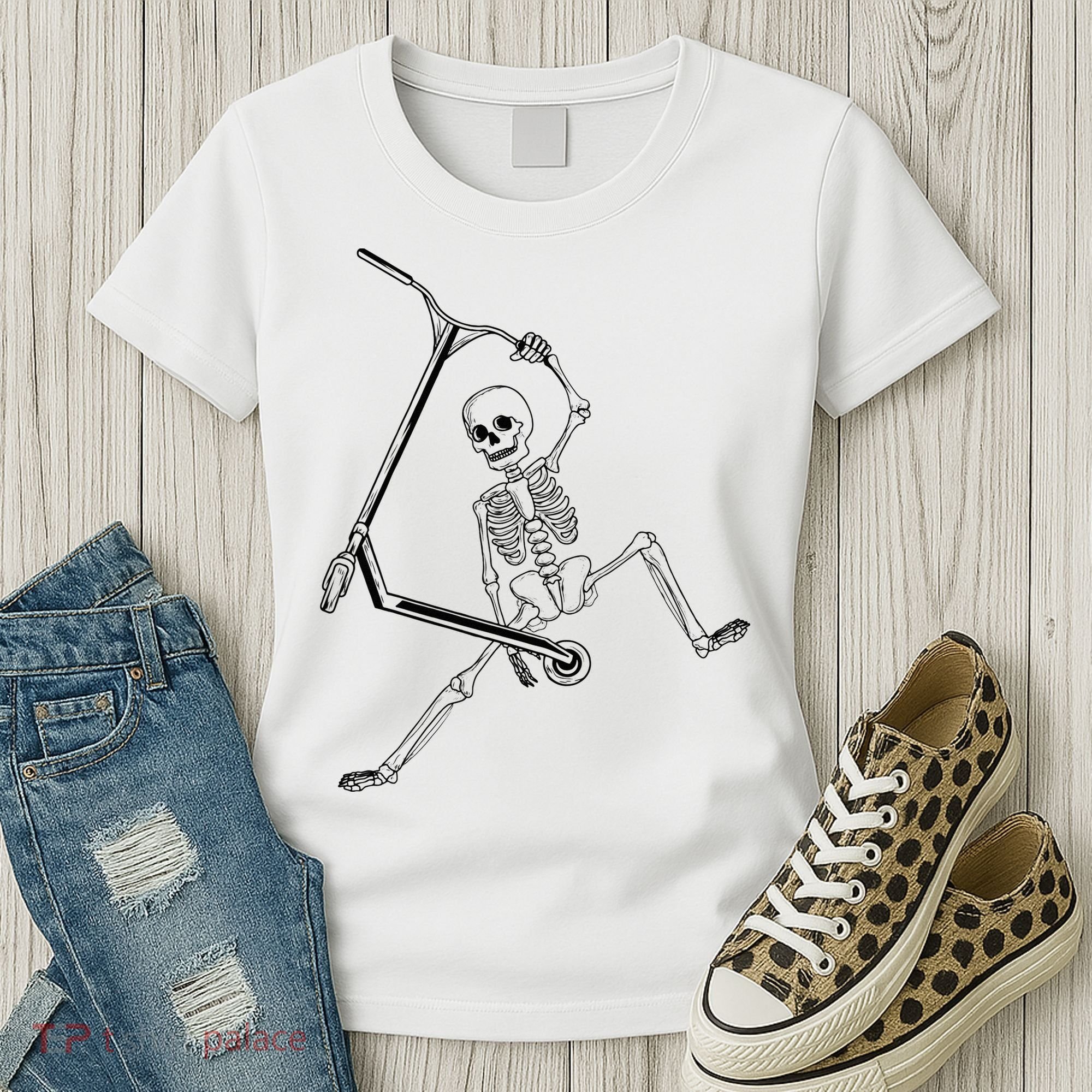 Stunt Scooter Skeleton Scooter Women's T-Shirt