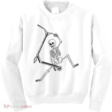 Stunt Scooter Skeleton Scooter Kids Sweatshirt