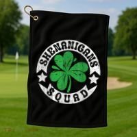 Shenanigans Squad St. PatrickS Day Irish Shamrock Matching Golf Towel thumb 1