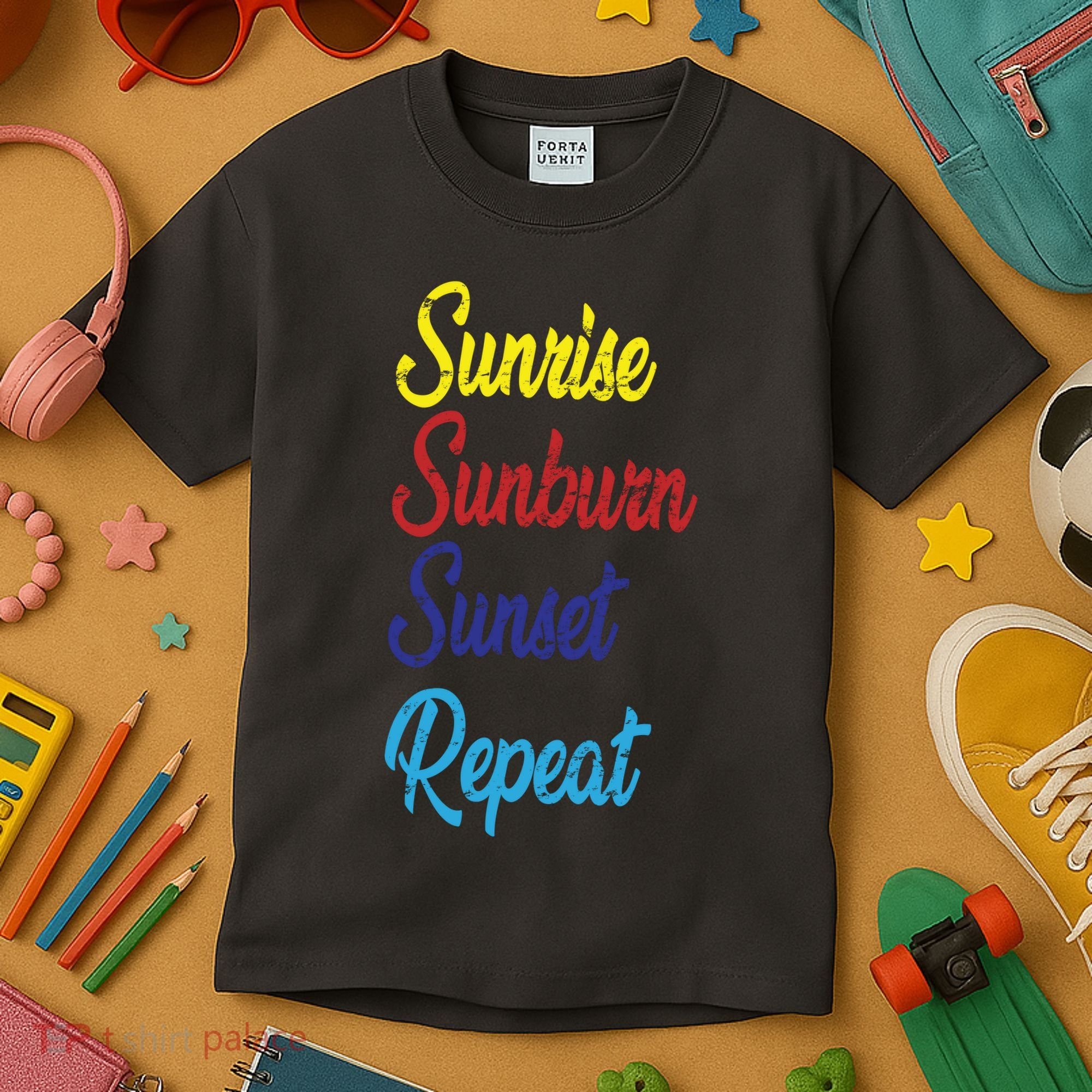Sunrise Sunburn Sunset Repeat Kids T-Shirt