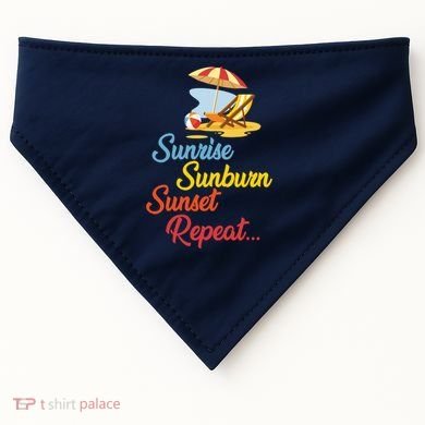 Sunrise Sunburn Sunset Repeat Summer Beach USA-Made Doggie Bandana