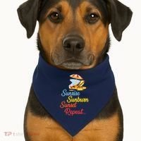 Sunrise Sunburn Sunset Repeat Summer Beach USA-Made Doggie Bandana thumb 1