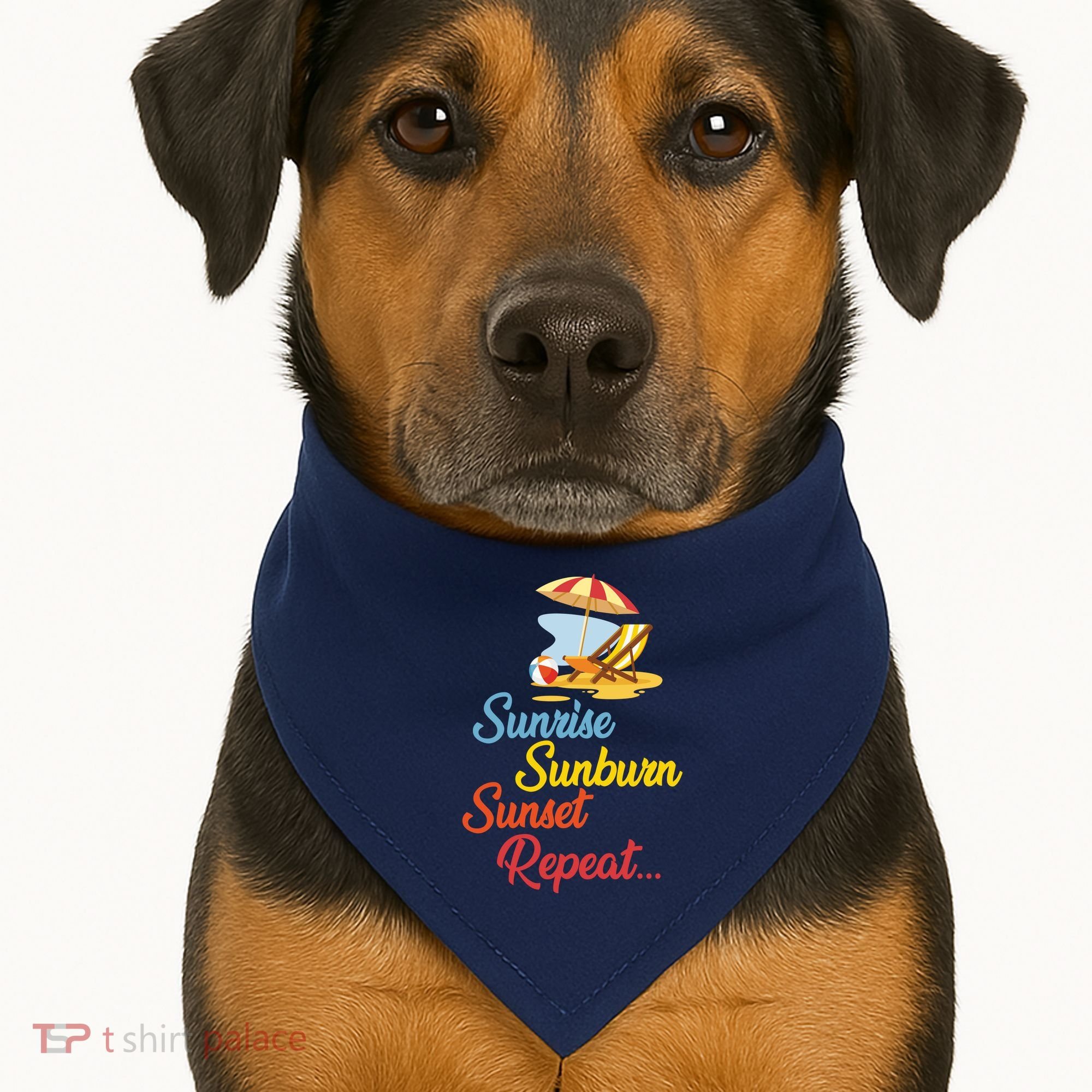 Sunrise Sunburn Sunset Repeat Summer Beach USA-Made Doggie Bandana